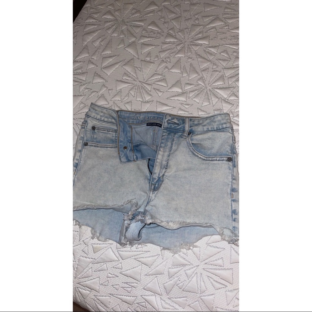 American Eagle high waisted denim shortie shorts